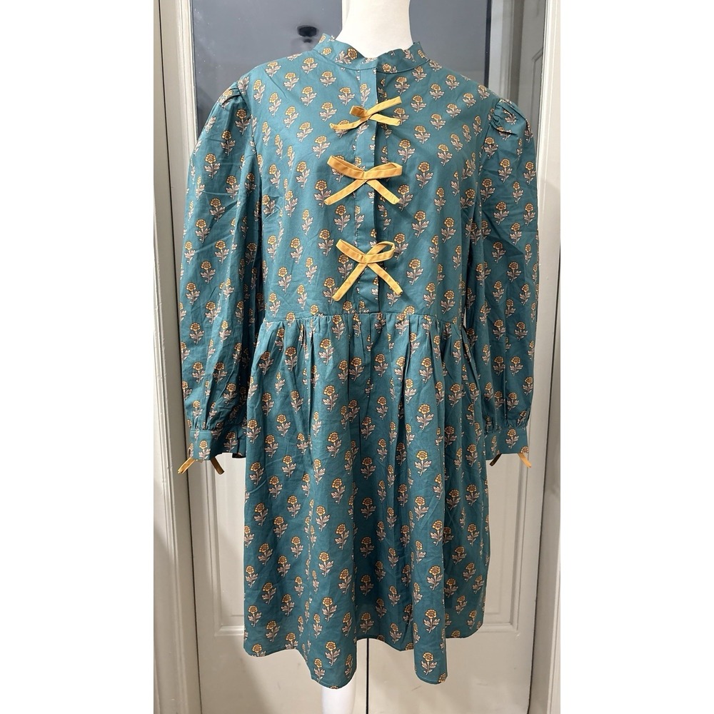 Shop The Mint Pine and Proper Teal Medallion Babydoll Dress Size Large Cotton
